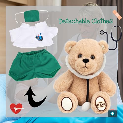 Hopearl Professional Dr. Bear with Uniform, Medical Plush Toy Gift, 10'' by Hopearl - Used condition - Image 2