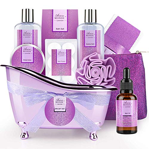 Bath Spa Basket Gift Set, Bath & Body Set for Women & Men,Lavender