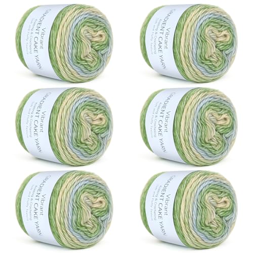 Image of Aeelike Gradient Yarn for Crocheting, Soft Ombre Fairyland Yarn # 3 Light Weight with Vibrant Colors 6 x 100g (3.52 oz) 245m (267 Yards) for DIY Making Colorful Blanket Scarves Hat, Green Gradient