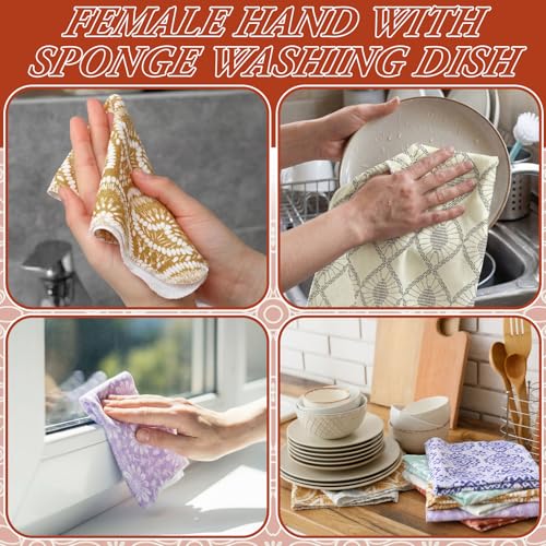 Image of Redbaker 30 Pcs Reusable Paper Towels Rolls Towels Bulk Kitchen Washable Paperless Cloth Cotton Hand Napkins with Cardboard Reusable Napkins for Kitchen Bathroom (Bohemian)