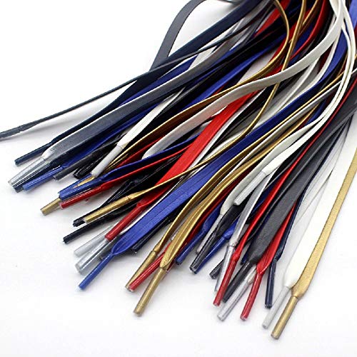 One Pair Flat Pu Leather Laces Shoelaces For Shoes Sneaker Boot (Navy Blue, 51'') #TOP4