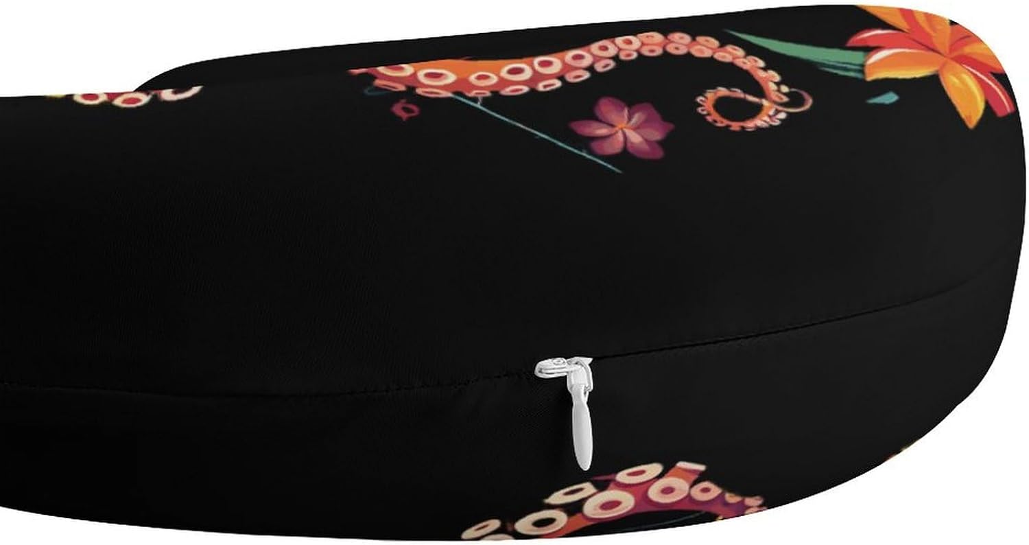 Sea Octopus Funny Travel Pillow U Shaped Memory Foam Neck Pillows Portable for Flight Car Home Office