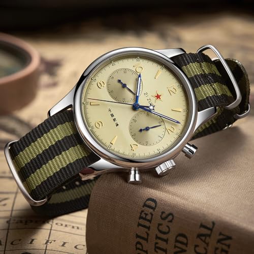 Image of HEMUDU Seagull 1963 ST19 Movement 40mm 38mm Mechanical Chronograph Sapphire Movement Swan Neck Men Watch