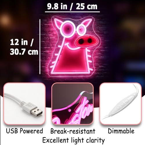 Image of Funny Pig Neon Sign for Wall Decor Dimmable Led Neon Lights Signs