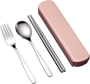 Amazon Co Jp トリオセット 箸 スプーン フォーク 3点セット 304ステンレス鋼製 オシャレ 小麦ケース付き 韓国食器 携帯便利 通勤通学 弁当用食器セット 男性 大人用 6色選択可 P3 ホーム キッチン