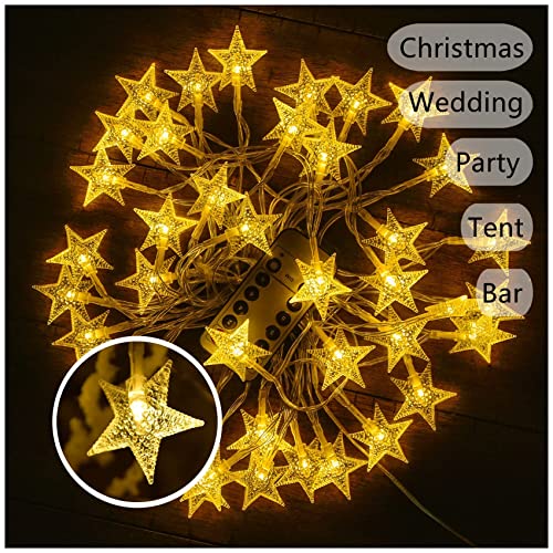 Weisite Star Lights,40Led 20Ft Christmas Star Fairy String Lights With 8 Modes Remote Control Timer For Indoor Outdoor Wedding, Party, Christmas Tree, New Year, Bedroom Decoration (Warm White) #TOP2