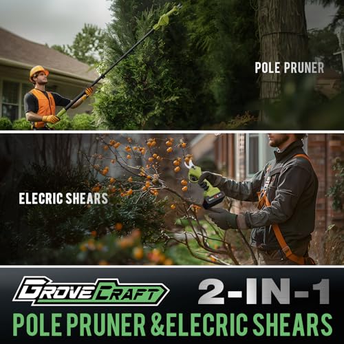 Grovecraft 20V 2-In-1 Brushless Pole Pruning Shear, Battery Powered Cordless Electric Pruning thumb #5