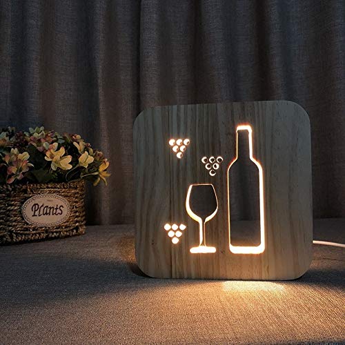 Lampe en bois LED veilleuse décoration chambre maison table 3D