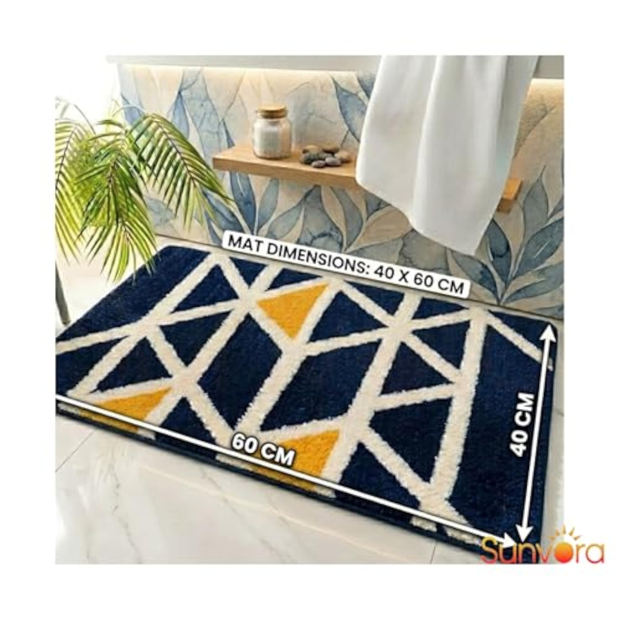 Super Soft Microfiber Anti Skid Bath Mat, Blue