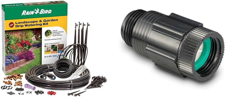 Rain Bird 108-Piece Drip Irrigation Watering Kit with Drippers, Micro-Bubblers, Micro-Sprays and 25 PSI Drip Irrigation Pressure Regulator