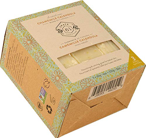 Crate 61, Vegan Natural Bar Soap, Chamomile Calendula, 3 Pack, Handmade Soap With Premium Essential Oils, Cold Pressed Face And Body Bar Soap For Men And Women (4 oz, 3 Bars) Chamomile Calendula 3 Pack