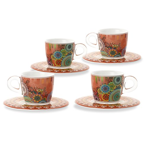 omada design Set 4 tazas de café con platillo, capacidad 6 cl, en plástico irrompible, apto para lavavajillas, línea… - Imagen 3