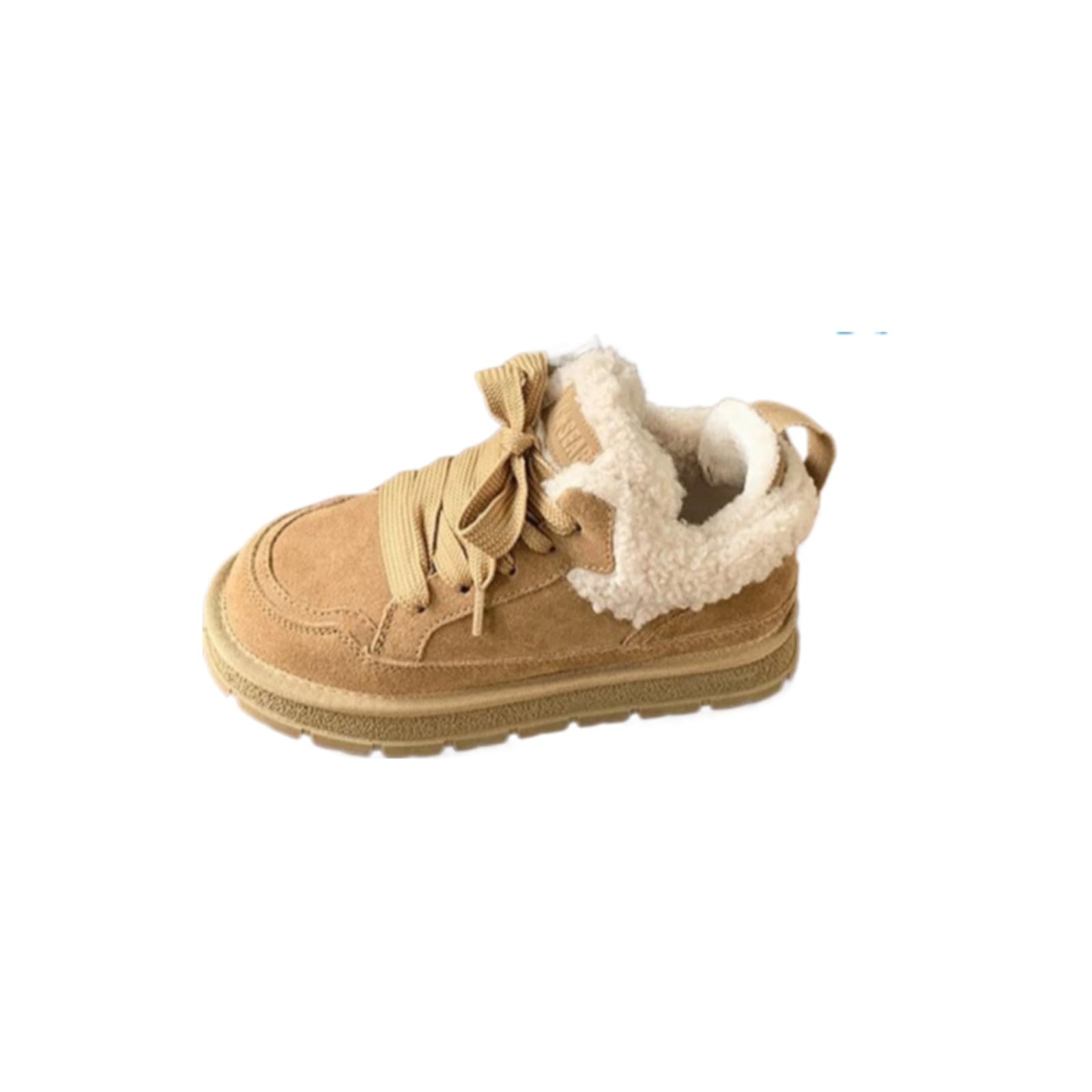 Womens Faux Fur Lined Snow Booties Water-Resistant Suede Leather Lace-Up Ankle Boots with Thick Sole for Winter Warmth