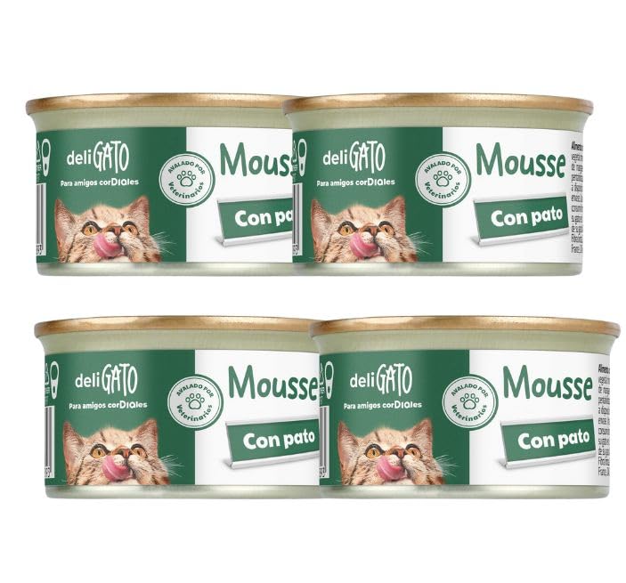 DeliGATO Mousse para Gatos con Pato Gourmet, 4 Latas x 57gr