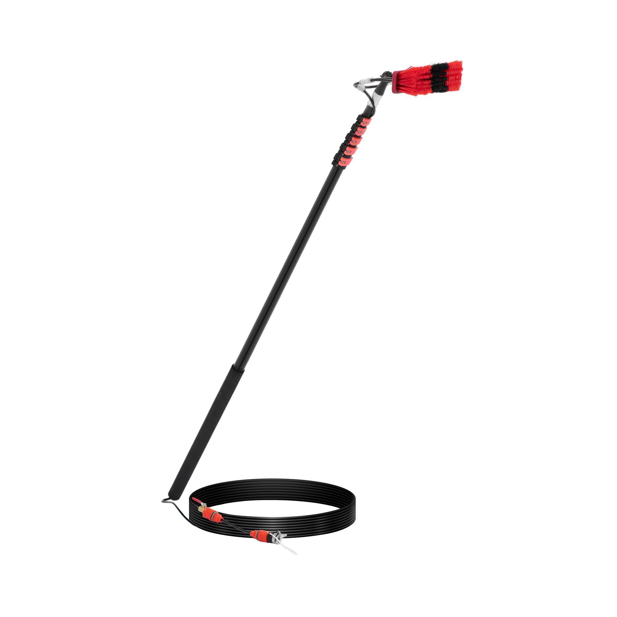 Cepillo Telescópico de Limpieza 185 - 900 m Cabezal de 35 cm Acople Rápido de 5/8 mm Cepillo de lavado telescópico con conexión de agua Cepillo de limpieza telescópico