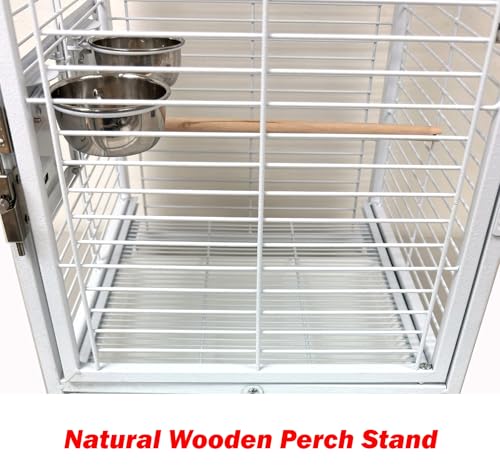 Image of Portable Durable Heavy Duty Travel Veterinary Bird Parrot Carrier Cage Feeding Bowl Play Wooden Stand Perch with Handle Prevent Beaks Out