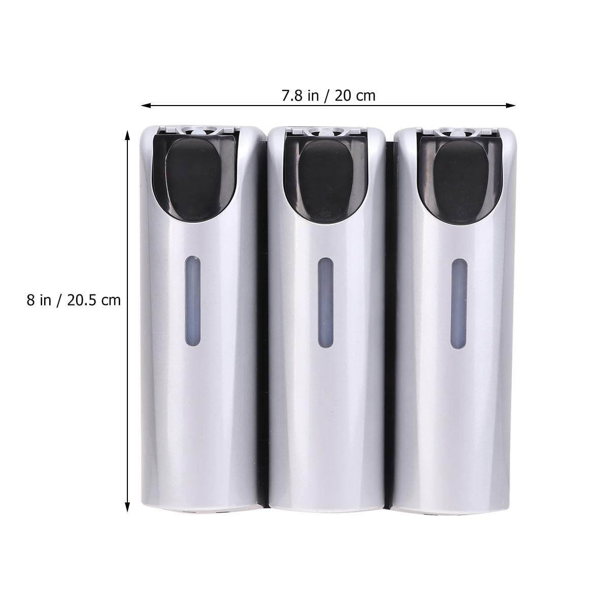 Dispenser da Parete per Sapone Liquido e Shampoo 3 Scomparti in Metallo e Plastica, Leggero e Facile da Pulire, per Doccia a Casa Colore Argento