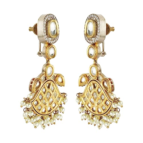 Auraa Trends 22KT Gold plated Kundan Traditional Handcrafted Stones Brown Necklace Set for women and Girls - Image 4