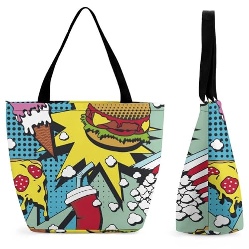Sac de shopping pour voyage style hamburger grand format épaule