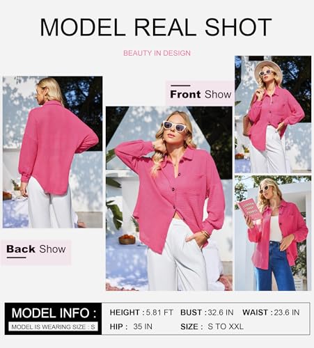 Image of Dokotoo Womens Waffle Knit Shacket Jacket Casual Button Down Shirts Tops | Long Sleeve,Loose Fit,Boyfriend Style,Collared V Neck,Fall Cardiga,Outwear with Pockets