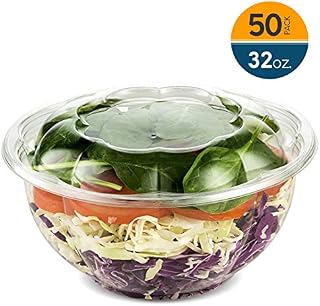 32 Ounce Clear Plastic Disposable Salad Containers with Lids in Bulk for a
