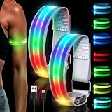 2 braccialetti LED ricaricabili, ricaricabili tramite USB, strisce