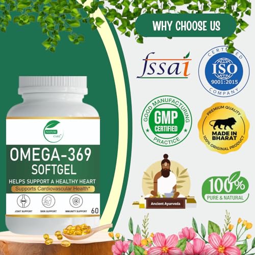 Image of Organics Vegan Omega 3-6-9 Fish Oil (500-mg) for Healthy Bones, Hair & Skin | 60 Veg Soft Gel Capsules for Both Women & Men