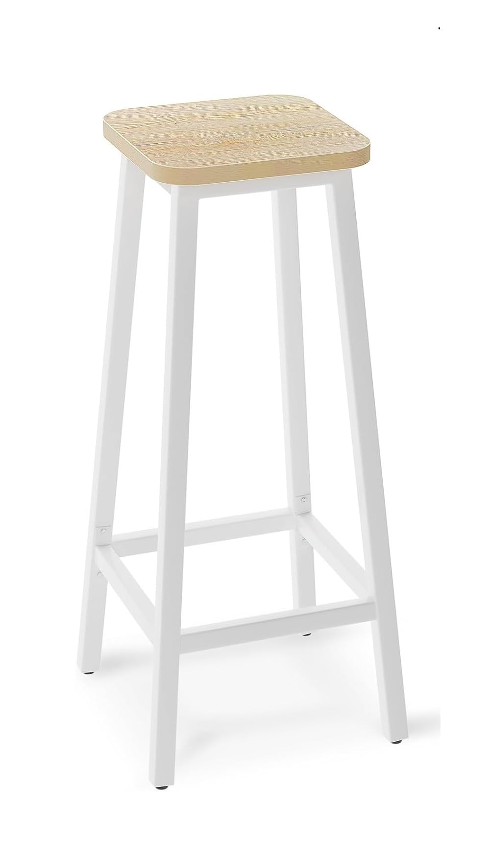 63170 Bar Stools Square Base, Tall Breakfast Bar Stool with Footrest for Kitchen, Industrial Style, for Dining Room, Party Room, 29.5 x 29.5 x 70CM, Natural & White (Pack of 1)-image-33