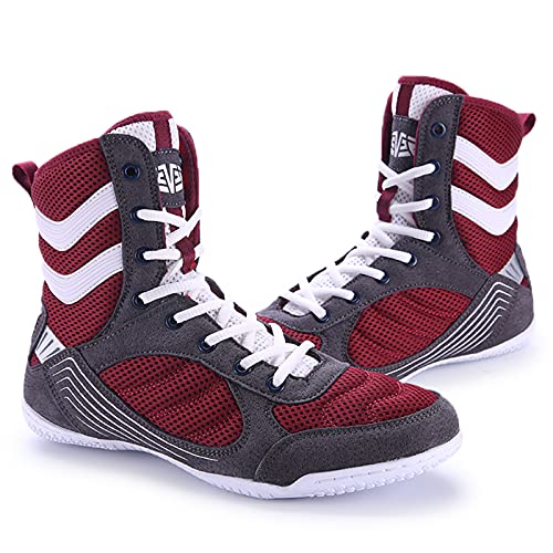 High Traction Men's Youth Women Sports Shoes Boxing Wrestling Shoes High Combat Speed Squat Shoes Mens Weightlifting Fighting Boxing Shoes Non-Slip Training Competition Shoes Gym Boots2