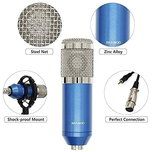 Image of IMAGINEA BM800 Streaming Condenser Microphone | Full Studio Set for Online Meeting, Music Recording, Broadcast, Vocal Work, Podcasting, Interviews & Gaming with Mount Stand (Blue)