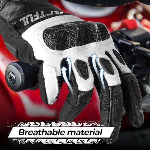 Image of WTACTFUL Goatskin Carbon Motorcycle Gloves, Touchscreen Men Women