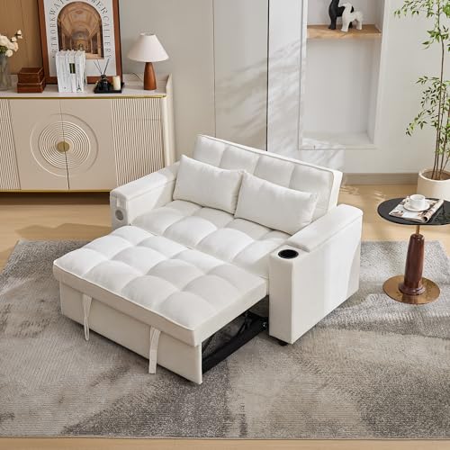 140,5 x 74 x 82 cm, sofá cama 3 en 1, sofá extensible, con respaldo ajustable, puerto USB, sofá de 2 plazas, sofá de 2 plazas, cama plegable, equipado con mesa oculta, soporte para bebidas, color