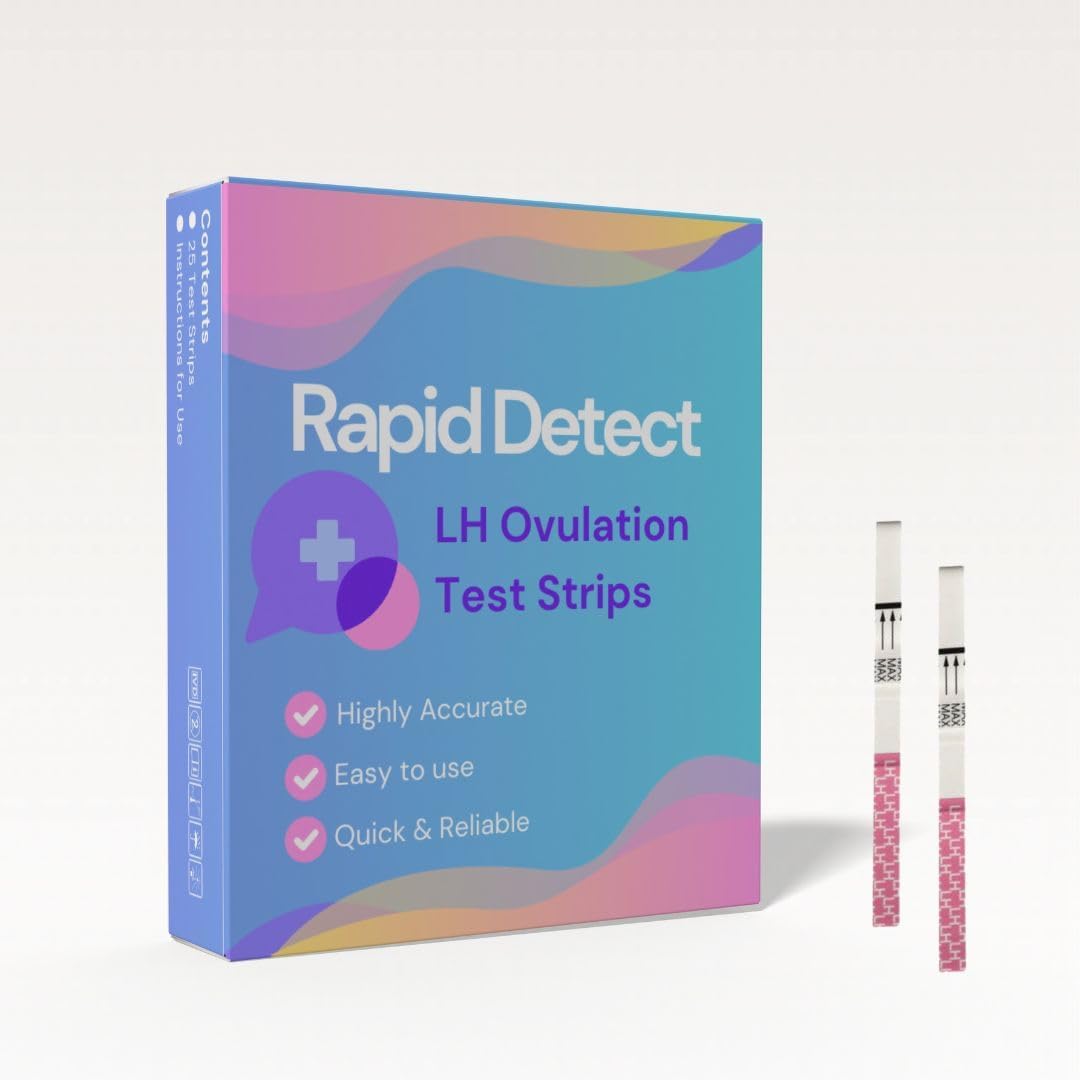 Rapid Detect LH Ovulation Test Strips (25 Count), Easy to Use, Quick Results for Your Fertility Window, Indvidually Wrapped & Reliable