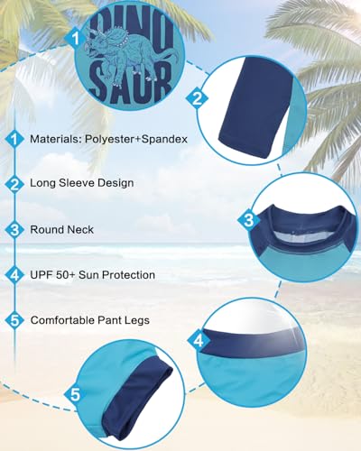 Image of ALVA 2 Pcs Long Sleeve Rash Guard Swim Diaper Sets, Baby Toddler Swimsuit UPF 50+ Sun Protection for Boy and Girl