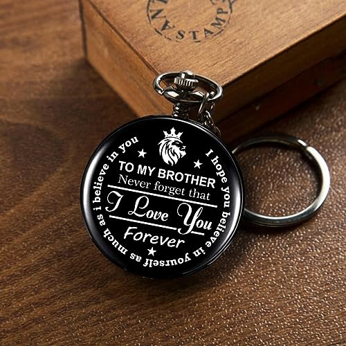 Image of Vintage Gandhi Style Pocket Watch with Engraved Designs & Messages Royal Black Analog for Men Women & Kids Includes Key Ring for car or Bike Keys Ideal Gift