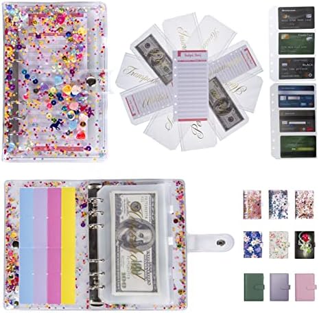 TC Logo Budget Binder Money Organizer with Zipper Envelops, Sheets for Budgeting, Sticker Labels and 2 Card Holders - 10 Money Saving Cash Envelopes for Binder Budgeting with 24 Sticker Labels