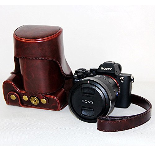 First2Savvv Xjpt-A7Ll-10 Dark Brown Full Body Precise Fit Pu Leather Digital Camera Case Bag Cover With Shoulder Strap For Sony A7 Mark Ii A7 Ii A7 M2 With 24-70Mm Lens + Camera Lens Cap Keeper #TOP2