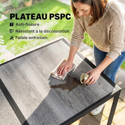 Table de jardin 150x80 effet bois 4-6 pers Outsunny