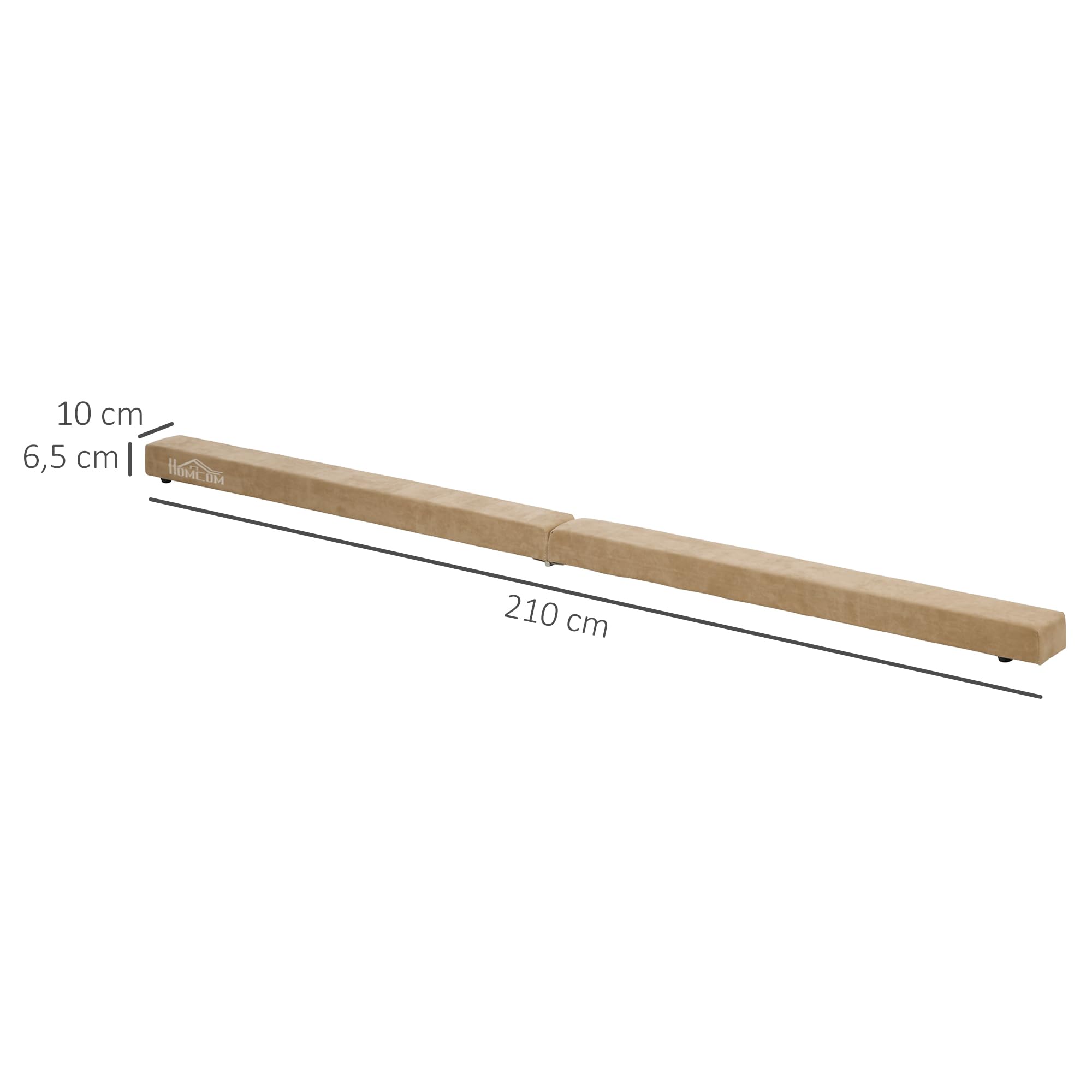HOMCOM Poutre de Gymnastique Pliable antidérapante 210 cm, Poutre Gymnastique pour entraînement à l'équilibre, Marron