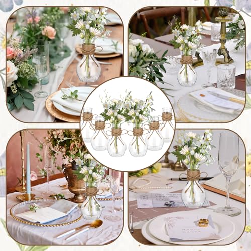 12 Pcs Plastic Bud Vases in Bulk for Table Centerpieces, 4.7in Hyacinth Avocado Growing Bud Vase Bulk, Small Flower Bulb Plant Containers for Wedding Room Table Decorations (Mini Bulb Style)