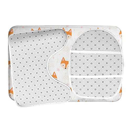DIRYKILP Badematte + Konturmatte + Toilettendeckelbezug, Cartoon Fox 3 Stück Badematte Set, mit Anti-Rutsch-Klebeboden – Bild 7