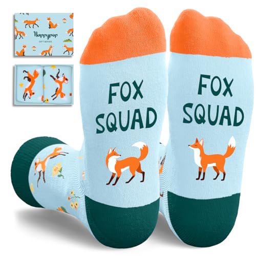 HAPPYPOP Fox Socks for Women Men - Cute Forest Fox Gifts Aesthetic Animal Lover Novelty Socks