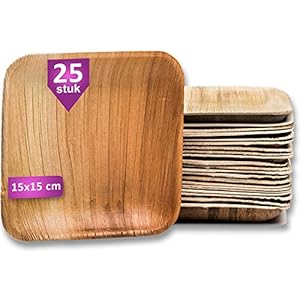 Waipur Bio Palmblad Bord – 25x Vierkant Bord 15x15cm – Composteerbaar Eersteklas Wegwerpservies – Milieuvriendelijke Wegwerp Bordjes – vergelijkbaar met Bamboe Servies