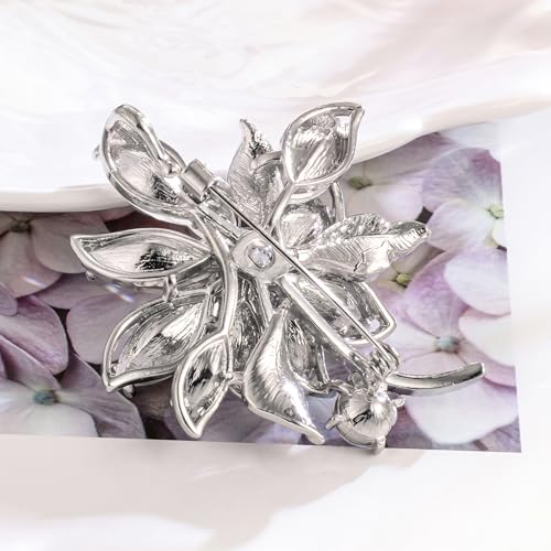 Image of Flower-shaped Elegant Brooch Pins for Women Wedding Broach