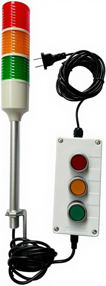 LED Tower Lights 3 Stack Super Bright Red/Yellow/Green Signal Lamp ON/Off Switch Industrial Adapter,16 ft Extension Cord，US Plug