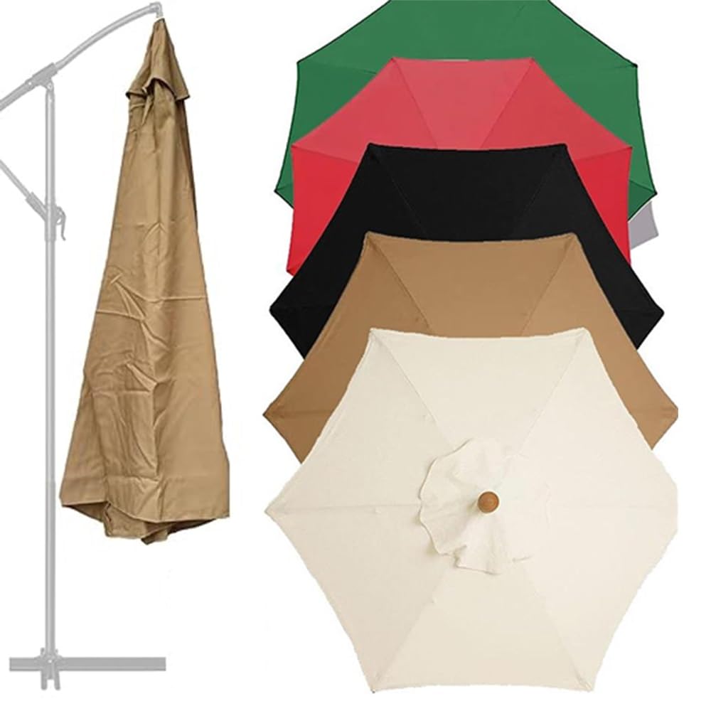 LRZPTDYU This Khaki Patio Umbrella Replacement Canopy Cover 8 Ribs 9ft Round Canopy for Cantilever Umbrellas Outdoor Shade Waterproof UV Protection Easy to Install