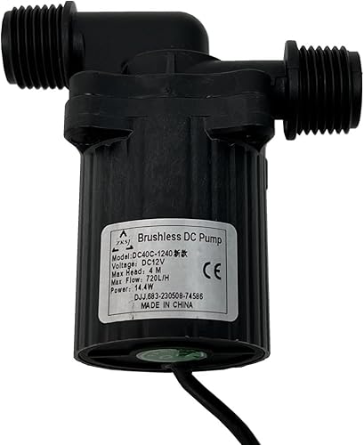 Miniatura 8 de SHYSKY DC40C-1240 Bomba de agua CC sin escobillas micro 12V 14W, 4M 13ft, flujo 720LPH, puertos roscados de 12 pulgada, seguro bajo ruido estable