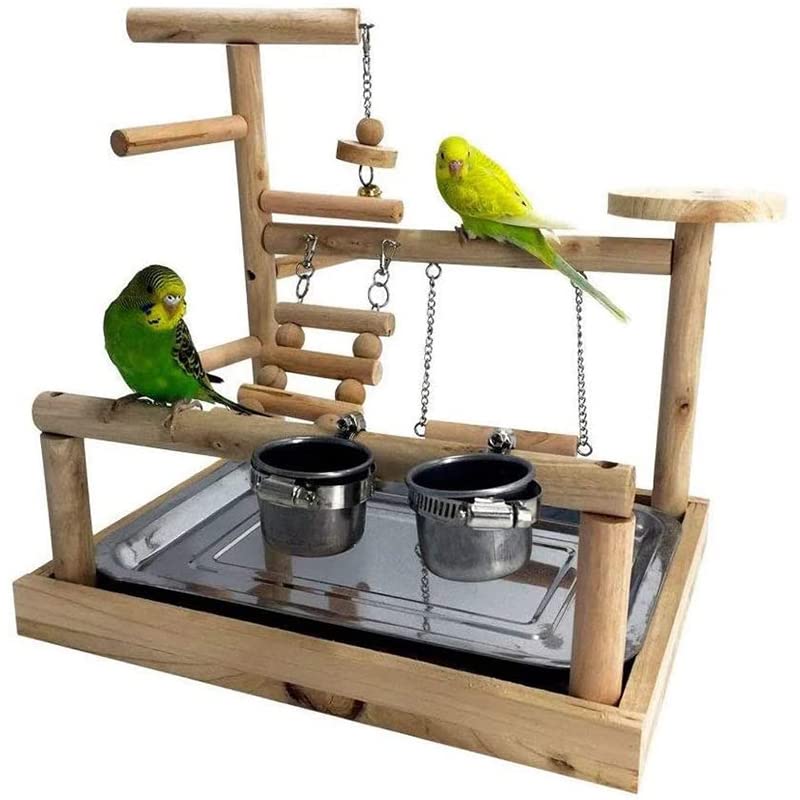 Percha para pájaros Soporte de Juego for Loros y Mascotas con Taza, Bandeja Juguetes for pájaros, Escalera Colgante for Escalada, Puente, cacatúa, Parque Infantil, Perchas for, Periquito