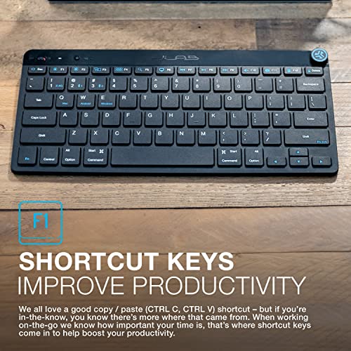 Image of JLab Go Wireless Keyboard, Black, Connect Via Bluetooth or USB Wireless Dongle, Multi-Device Ultra-Compact for a Minimalist or Portable Set-Up (1 Pack)
