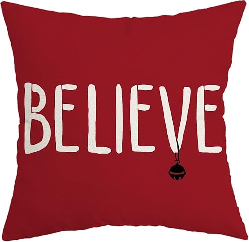 AACORS AA237-18 - Funda de almohada navideña de 18 x 18 pulgadas, decoración de campanas pequeñas, decoración de casa de campo para el hogar, sofá,